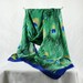 Green Peacock Printed Silky Charmeuse Long Scarf Beach Cover Up Mother's Day Gift 
