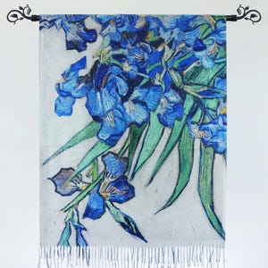 Blaue Iris Van Gogh Geschenk für Kunstliebhaber Eleganter feiner Kunst-Schal Künstlerischer Decke-Schal-Geschenk Pashmina Kaschmir-ähnlicher Schal für Frauen #023