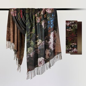 Spring Flowers by Claude Monet Reversible Cashmere-like Fringe Shawl Winter Wrap Woman Scarf Gift for Her #082