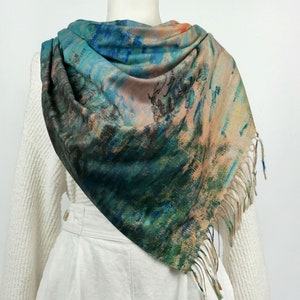 Sunset Landscape by Monet Multicolor Winter Blanket Scarf Cashmere-Feel Fringe Shawl Reversible Evening Coverup Gift for Her