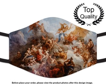 Michael Angelo's Painting on Top of the Palace of Versailles Mask, Washable and Reusable Artistic Face Covering with Filter Pocket
