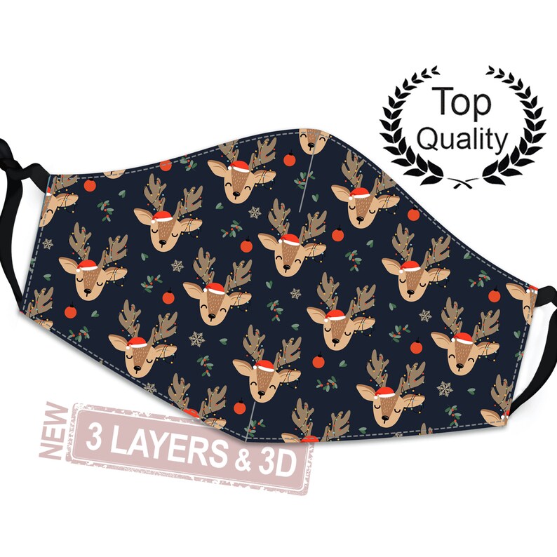 Download 3-Layered Christmas Reindeer Winter Animal Face Mask ...