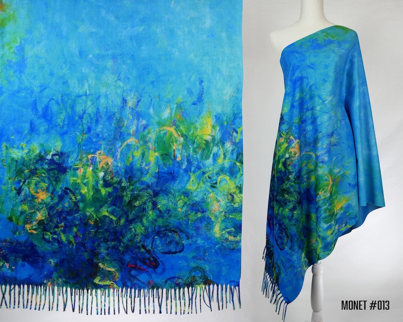 Floral Garden Winter Shawl Multicolor Botanical Woman Scarf Pashmina Feel Blanket Scarves Birthday Christmas Gift for Her #017 image 14