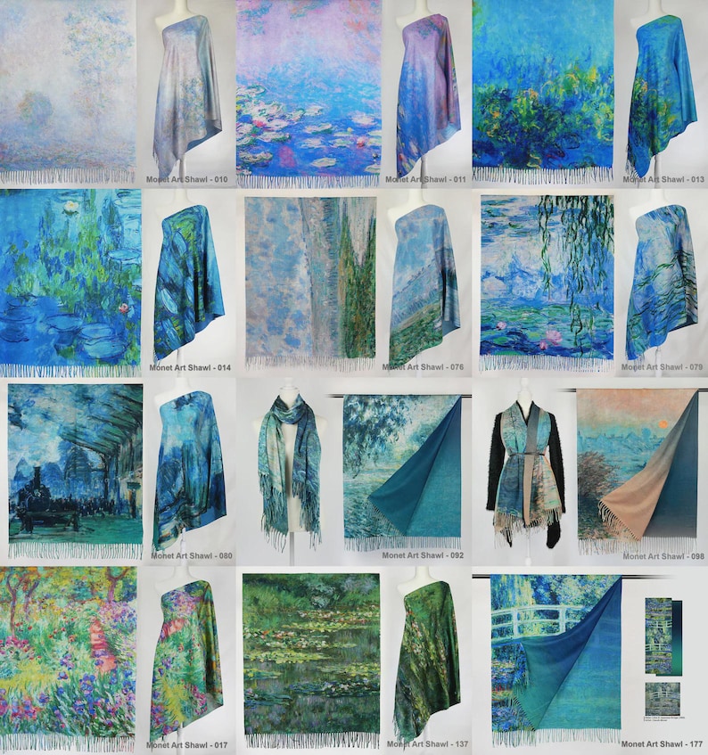 Floral Garden Winter Shawl Multicolor Botanical Woman Scarf Pashmina Feel Blanket Scarves Birthday Christmas Gift for Her #017 Other Monet Scarf