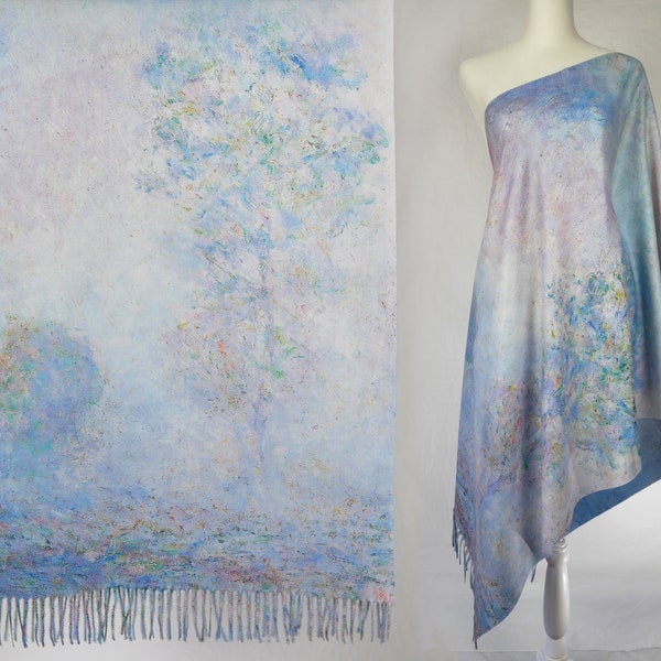 Pastell "Morning Haze" von Claude Monet Eleganter Kunstschal Künstlerische Decke Schals Geschenk Pashmina Kaschmir-ähnlicher Schal für Frauen
