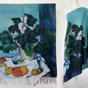 Stilllife by Paul Cézanne Lake Blue Fine Art Print Fringe Shawl Artistic Blanket Scarves Gift Cashmere-like Scarf for Women