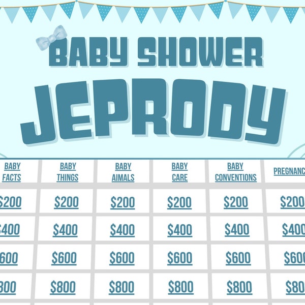 Baby Shower Jeopardy Etsy