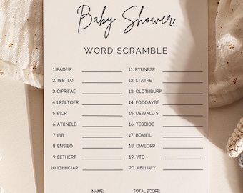 Baby Shower Word Scramble | Printable Baby Shower Games | Baby Words Game | Baby Scramble Games | Word Scramble Baby Shower Game