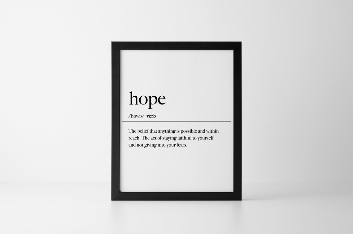 Hope Definition Print Printable Décor Wall Art Print Etsy