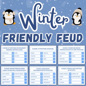 Winter Feud Game Template | Printable Fun for Parties & Events | Family Feud Trivia Game | Family Quiz | Family Trivia | Winter Games