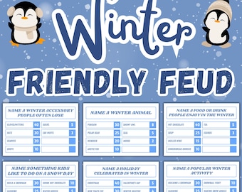 Winter Feud Game Template | Printable Fun for Parties & Events | Family Feud Trivia Game | Family Quiz | Family Trivia | Winter Games