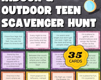 Indoor & Outdoor Scavenger Hunt Game for Teens and Tweens - Fun, Interactive, Customizable and Reusable PDF Download