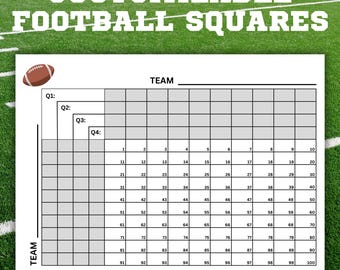 Customizable Football Squares | Football Pool |Football Squares | Squares Football | Footballsquares | Editable On Canva