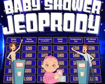 Baby Shower Jeopardy | Host Your Own Game Show | Baby Shower Games | Template | Virtual Game | Jeopardy | Baby Shower Games Boy