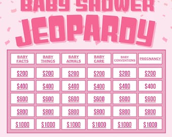 Baby Shower Jeopardy | Host Your Own Game Show | Baby Shower Games | Template | Virtual Game | Jeopardy | Baby Shower Games Girl