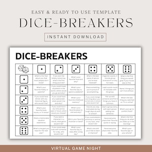 Dicebreakers: O Jogo Quebra-Gelo Definitivo | Jogo Quebra-Gelo | Quebra-Gelo para Imprimir | Jogo para Festa no Escritório | Quebra-Gelo | Jogos Quebra-Gelo