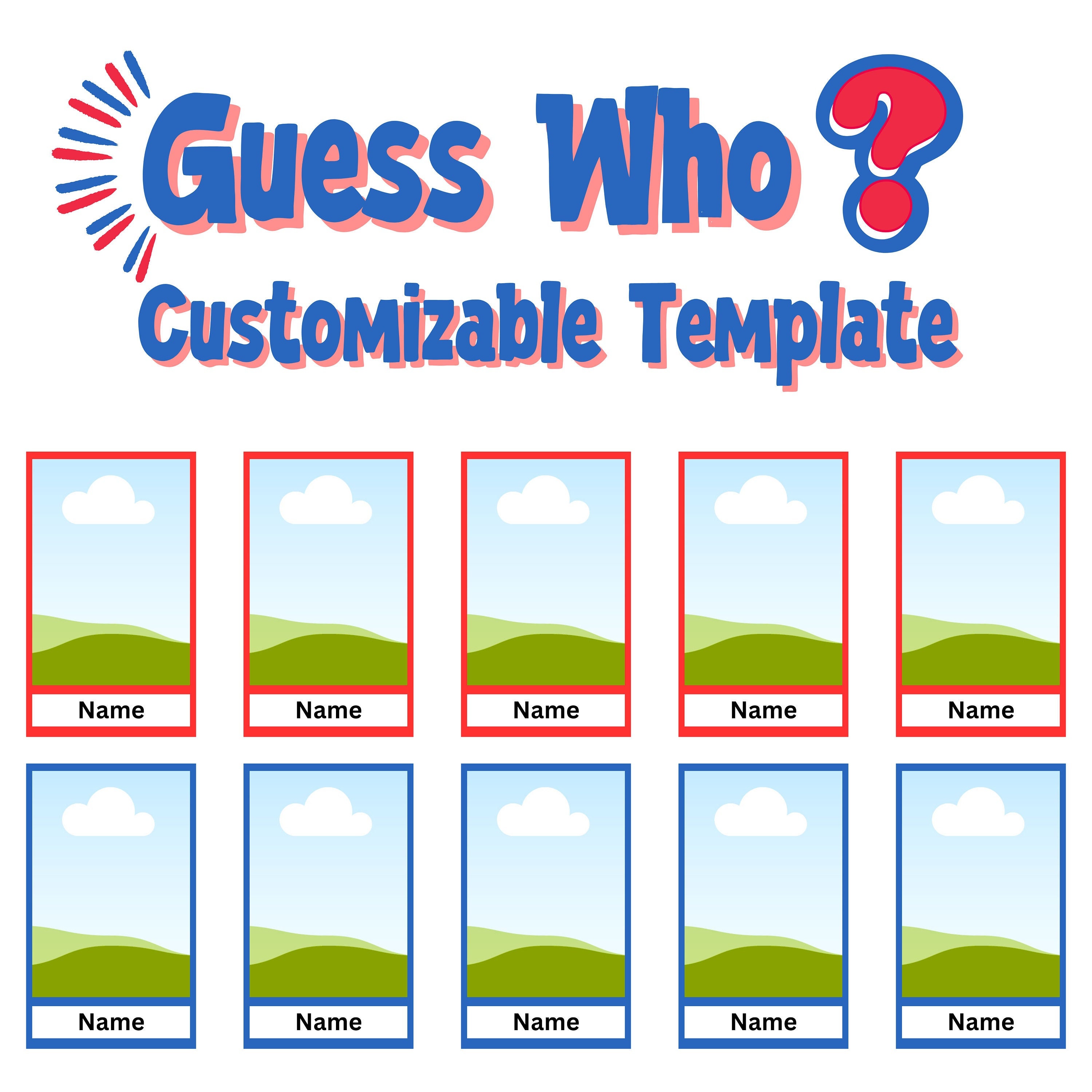 Custom Guess Who Template Printable Guess Who Game DIY Guess Who Edit Custom Guess Who Template Printable Guess Who Game DIY Guess Who Edit