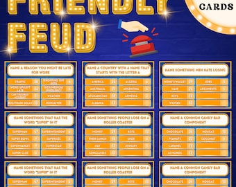 Friendly Feud Game Template | Printable Fun for Parties & Events | Family Feud Trivia Game | Party Games | Family Quiz | Family Trivia |Feud