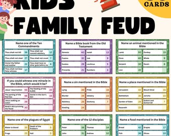 Kids Family Feud Game Template | Birthday Party Games | Family Feud Trivia Game | Family Quiz | Family Trivia | Games For Kids | Birthday