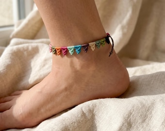 Colorful boho anklet - Handmade beach jewelry
