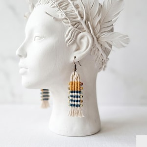 Pendientes Macramé Perlas Miyuki Hechos a Mano | Joya Boho Tribal Hipoalergénica | Hecho en Italia