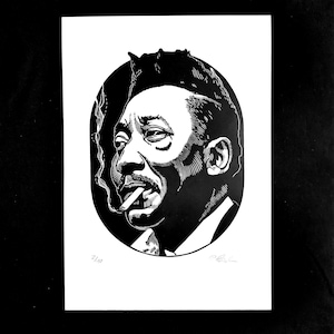 Muddy Waters. Portrait linocut, hand-printed, limited edition