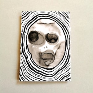 L'orrore. Disegno originale a inchiostro. Unico.