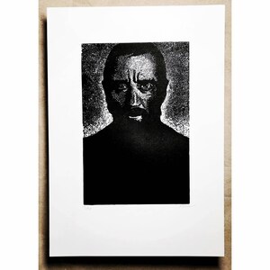 Dans Crépuscule II. Colin H. van Eeckhout. Portrait linogravé, imprimé à la main, édition limitée, signé à la main