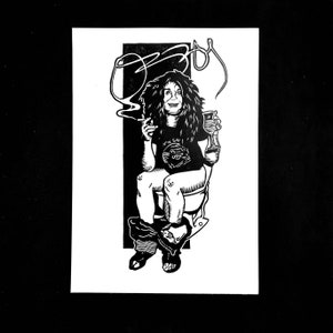 Ozzy Black Sabbath. Portrait linogravé imprimé à la main, édition limitée