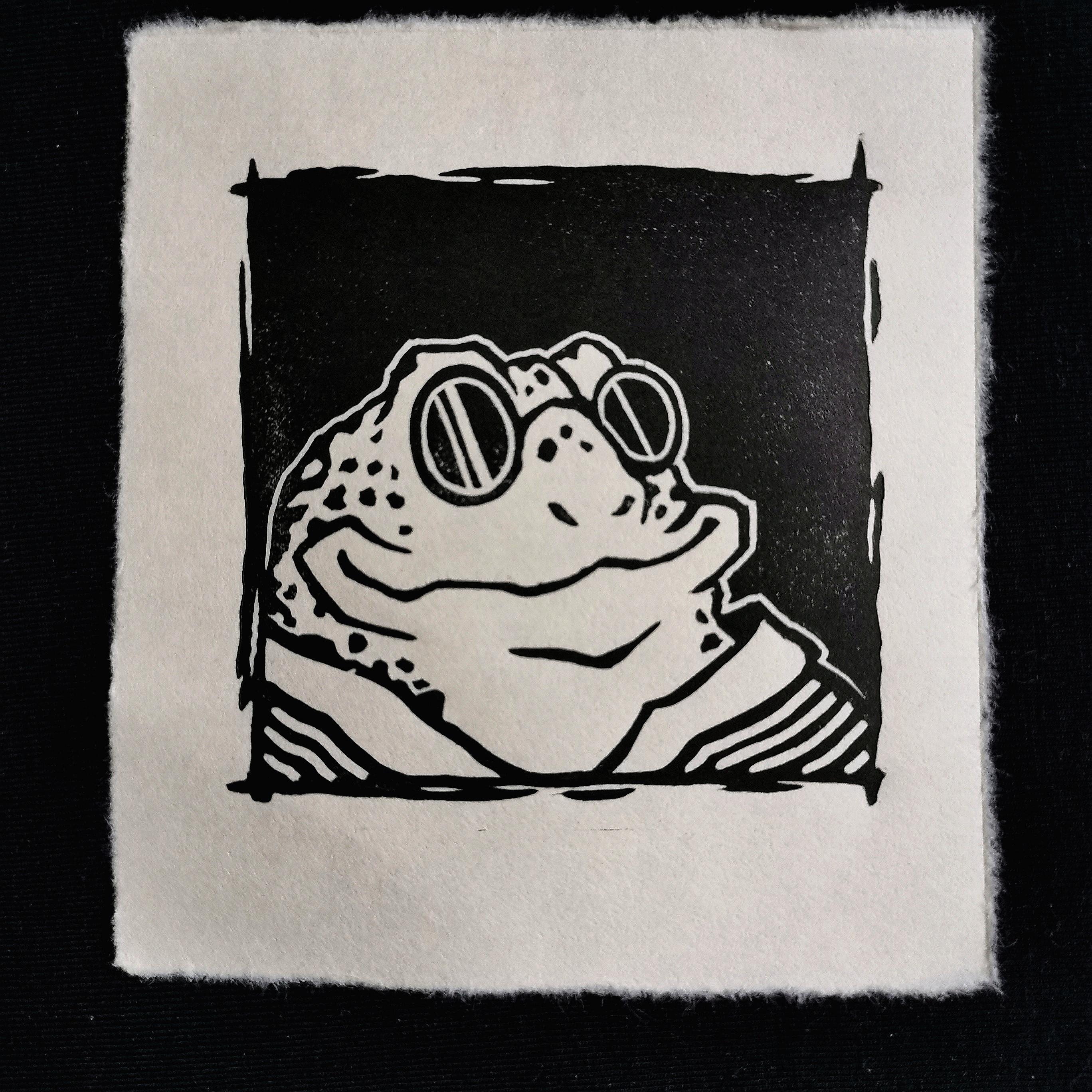 Mini Print Frog. Linocut Printed by Hand. Limited Edition. - Etsy