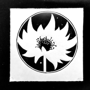 Loto. Linoleografia, stampata a mano, edizione limitata, firmata a mano