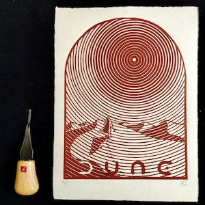 Duna. Linoleografia stampata a mano, edizione speciale "Burnt Sienna".