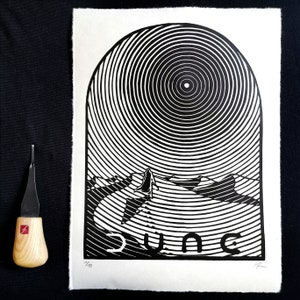 Dune. Linocut hand printed, limited edition