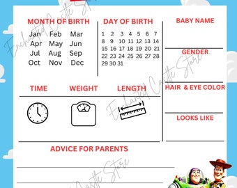 Pack de Juegos y Actividades para Bebé / It's a Boy Story / Juego de Baby Shower Toy Story