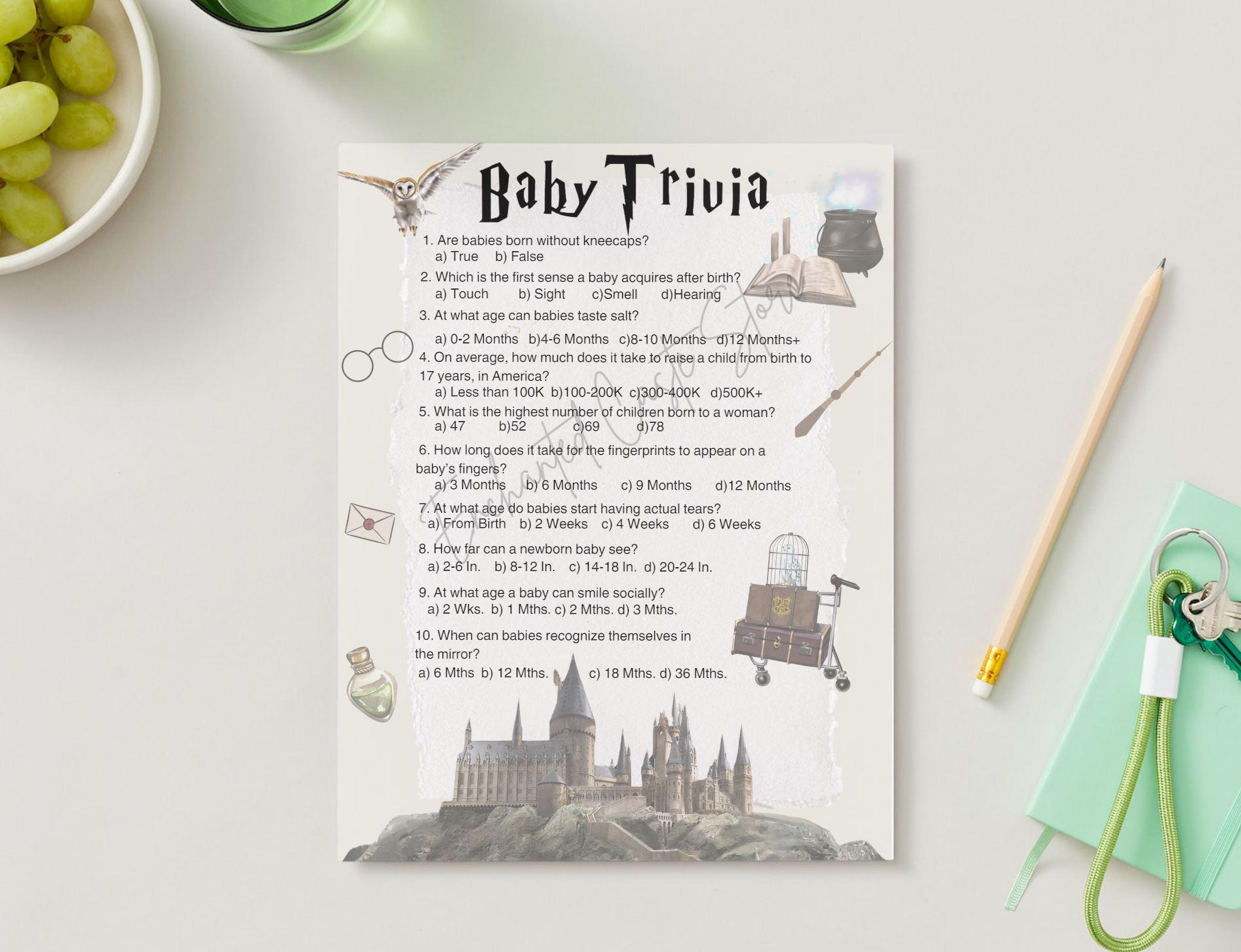 Baby Trivia | A Little Wizard is on the Way | Harry Potter Baby Shower Game
