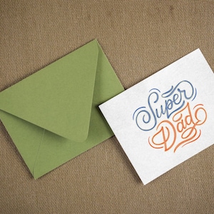 Carte de fête des pères Super Papa Carte de vœux élégante en calligraphie Carte minimaliste pour papa, mari ou grand-père Cadeau original pour la fête des pères