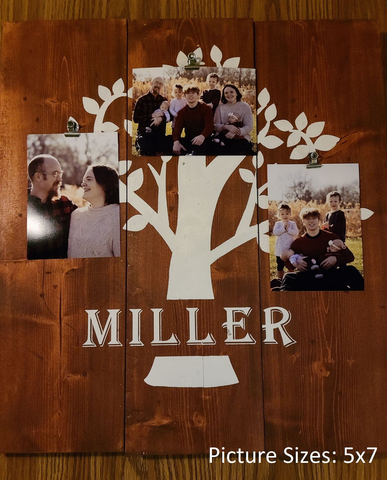 Family Tree Photo Holder Sign Personalized Wooden Rustic Etsy