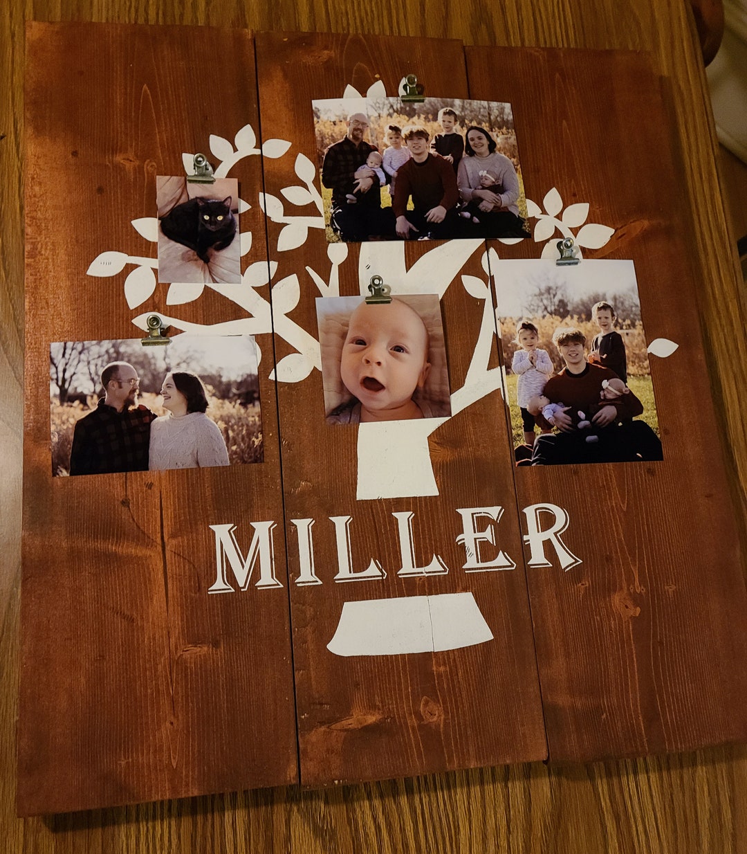 Family Tree Photo Holder Sign Personalized Wooden Rustic Etsy