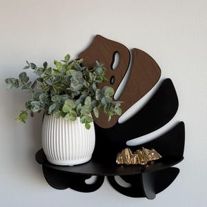 Monstera Leaf Wall Shelf | Wooden Tropical Wall Decor, Handmade & Customizable with Engraving  – Comes Unassembled