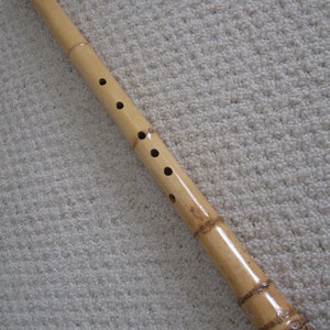 New 7 Holes Traditional DongXiao D/G Key U-Shape Mouthpiece Bamboo Flute w. root end. Great Sounding !!