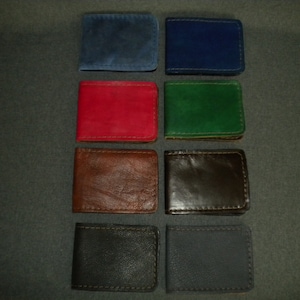 Hecho a mano cuero Bifold Wallet colores frescos