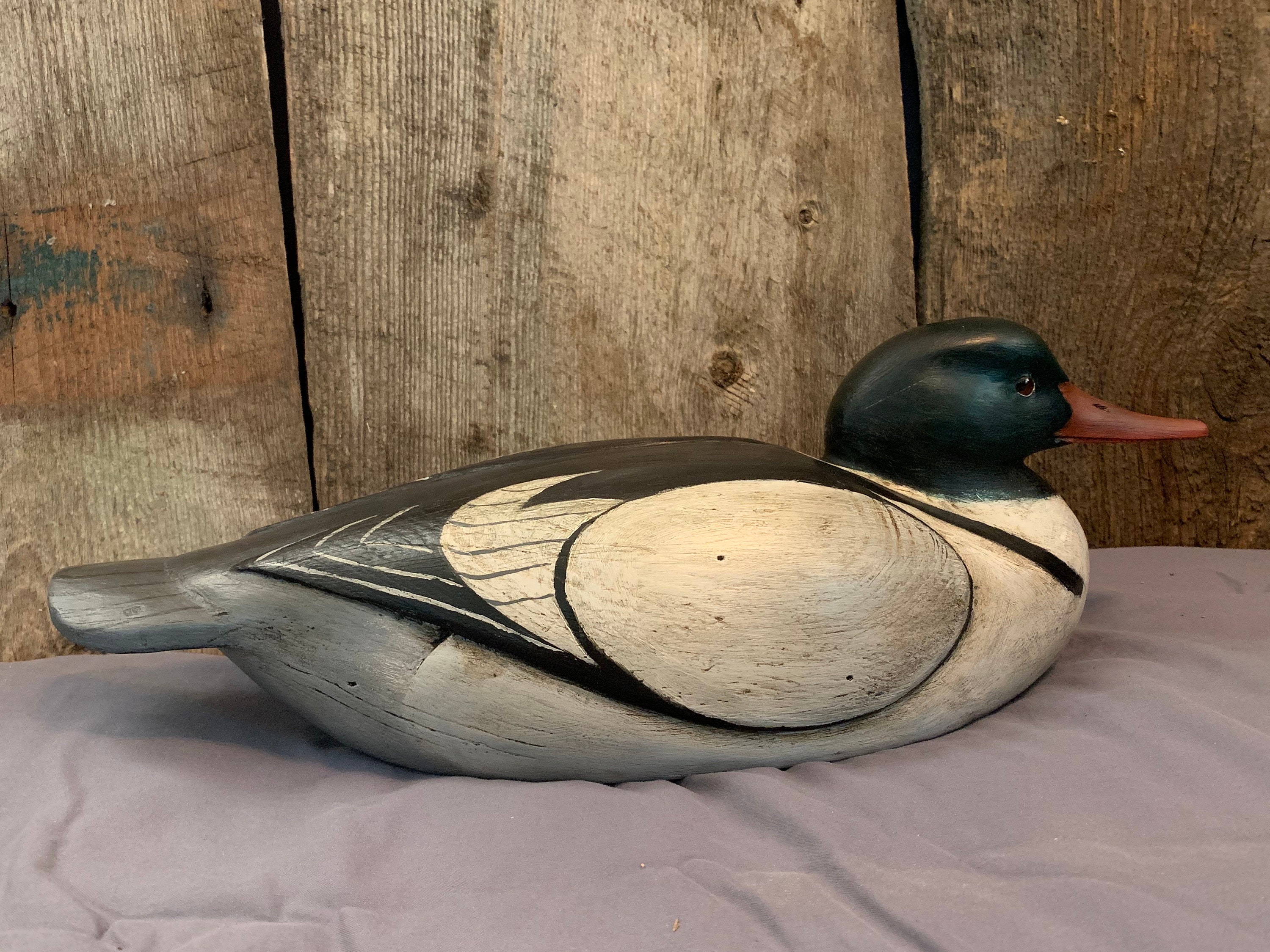 Hand carved Common Merganser DecoyVintage Etsy