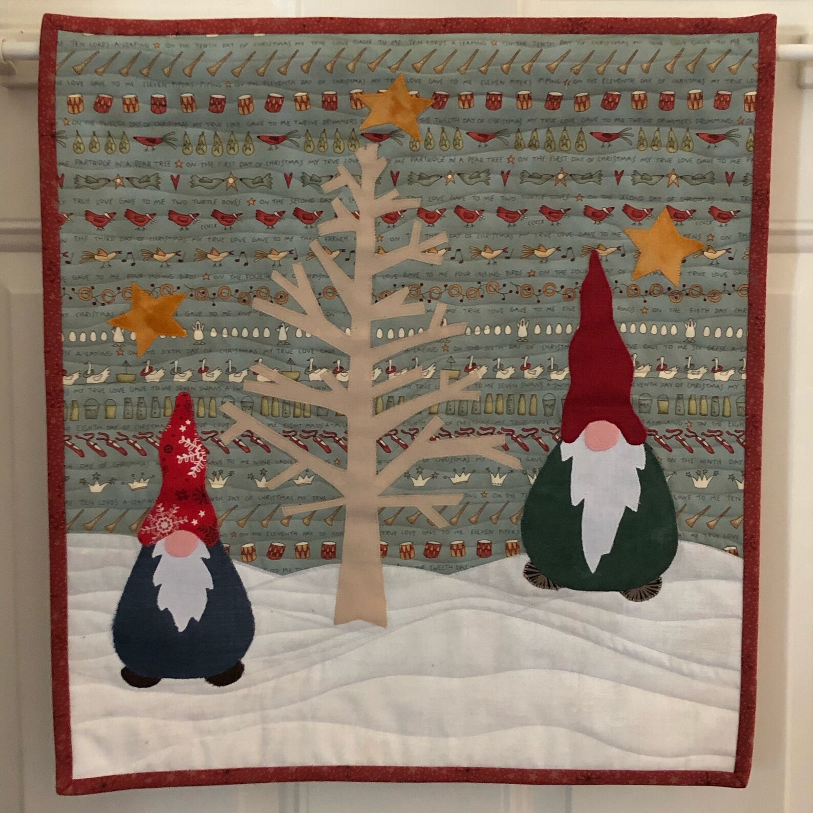 Gnome Quilted Christmas Wall Hanging Etsy