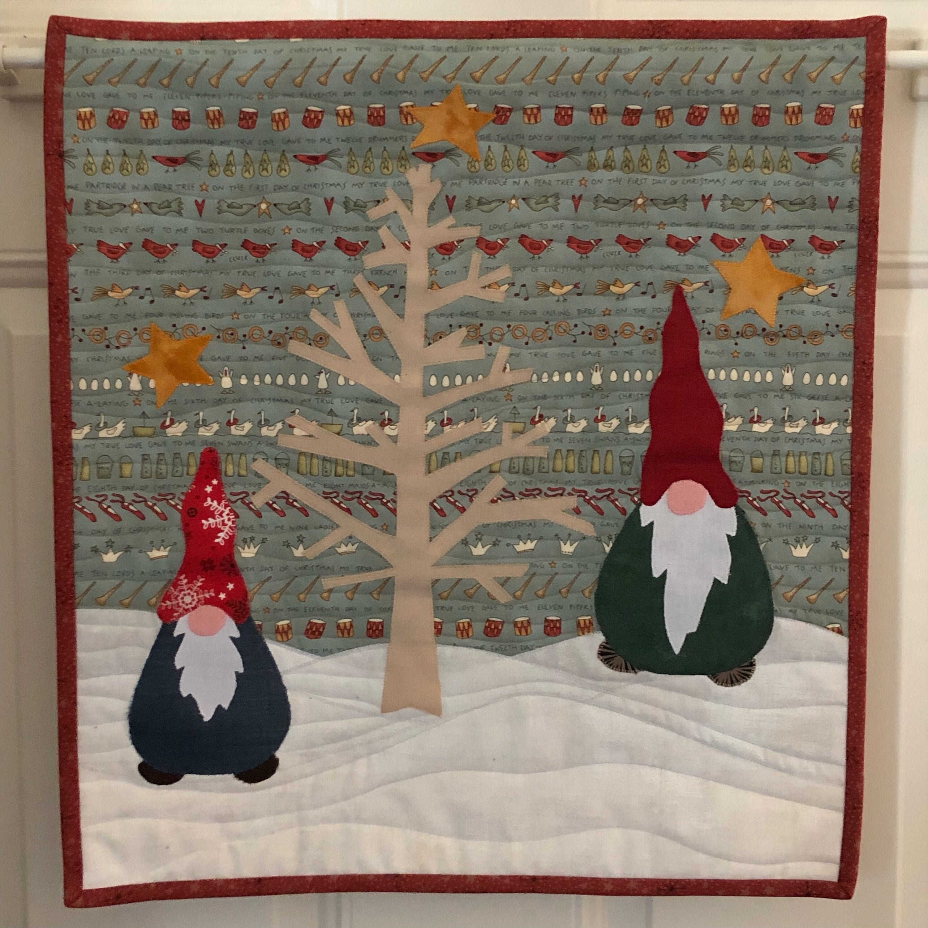 Gnome Quilted Christmas Wall Hanging Etsy