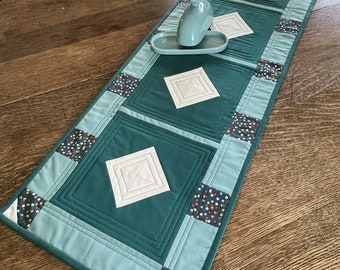 Quilted Teal Table Runner