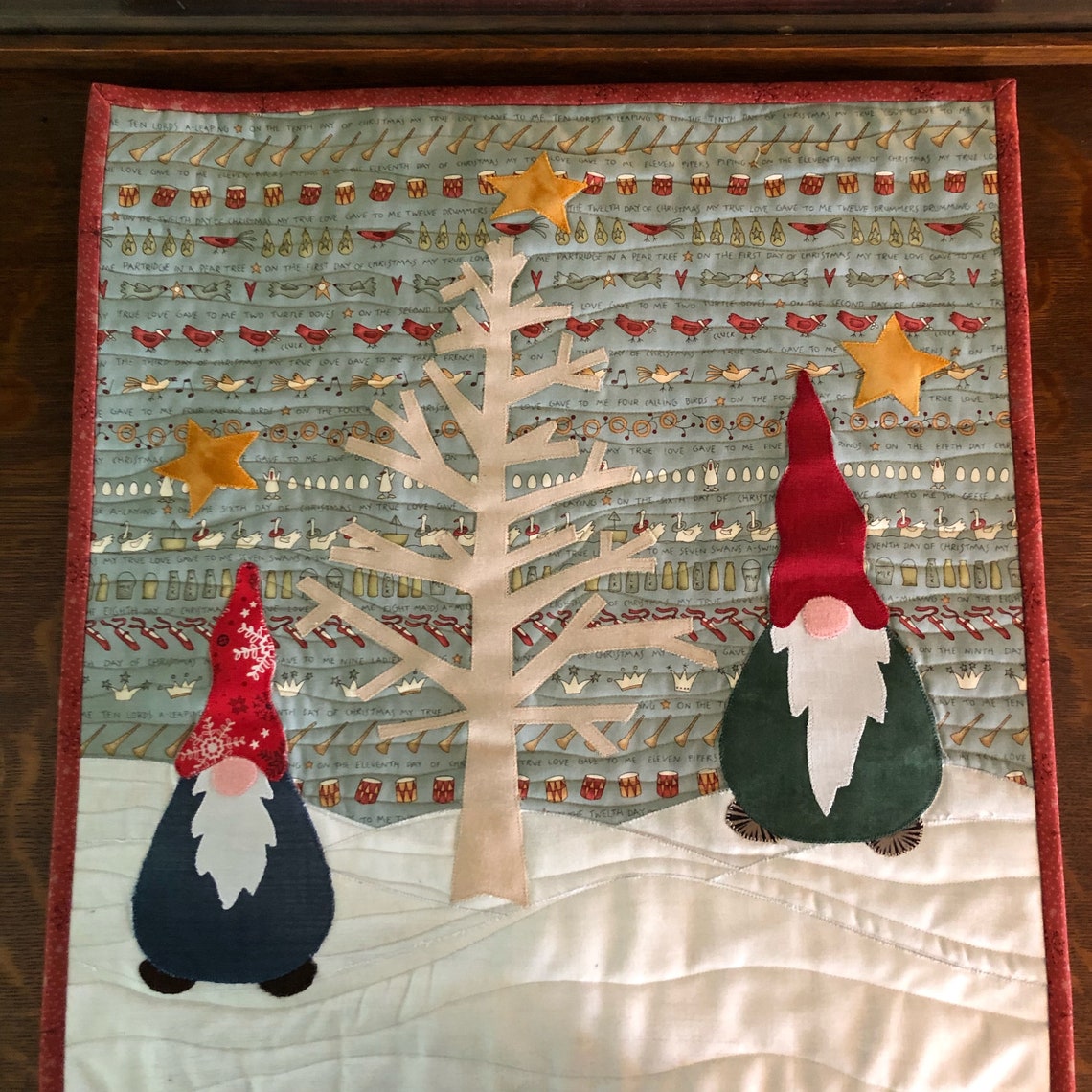 Gnome Quilted Christmas Wall Hanging Etsy