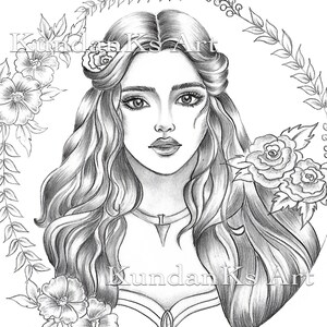 Adult Coloring Pages | Premium coloring pages |  KundanksArt | Flower Blossom | Grayscale Coloring | Instant Download | A4,A3 Printable