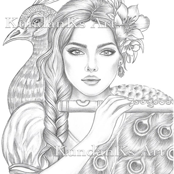 Veronica | Adult coloring pages | Premium coloring pages | Grayscale Page  |Instant Download |A4,A3 Printable |Printable Coloring Page