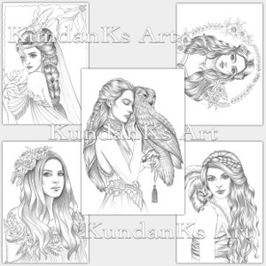 Five Pack Of Premium Bundle Art | Adult coloring pages | Premium coloring pages | Grayscale | A4, A3 Printable | Grayscale Coloring