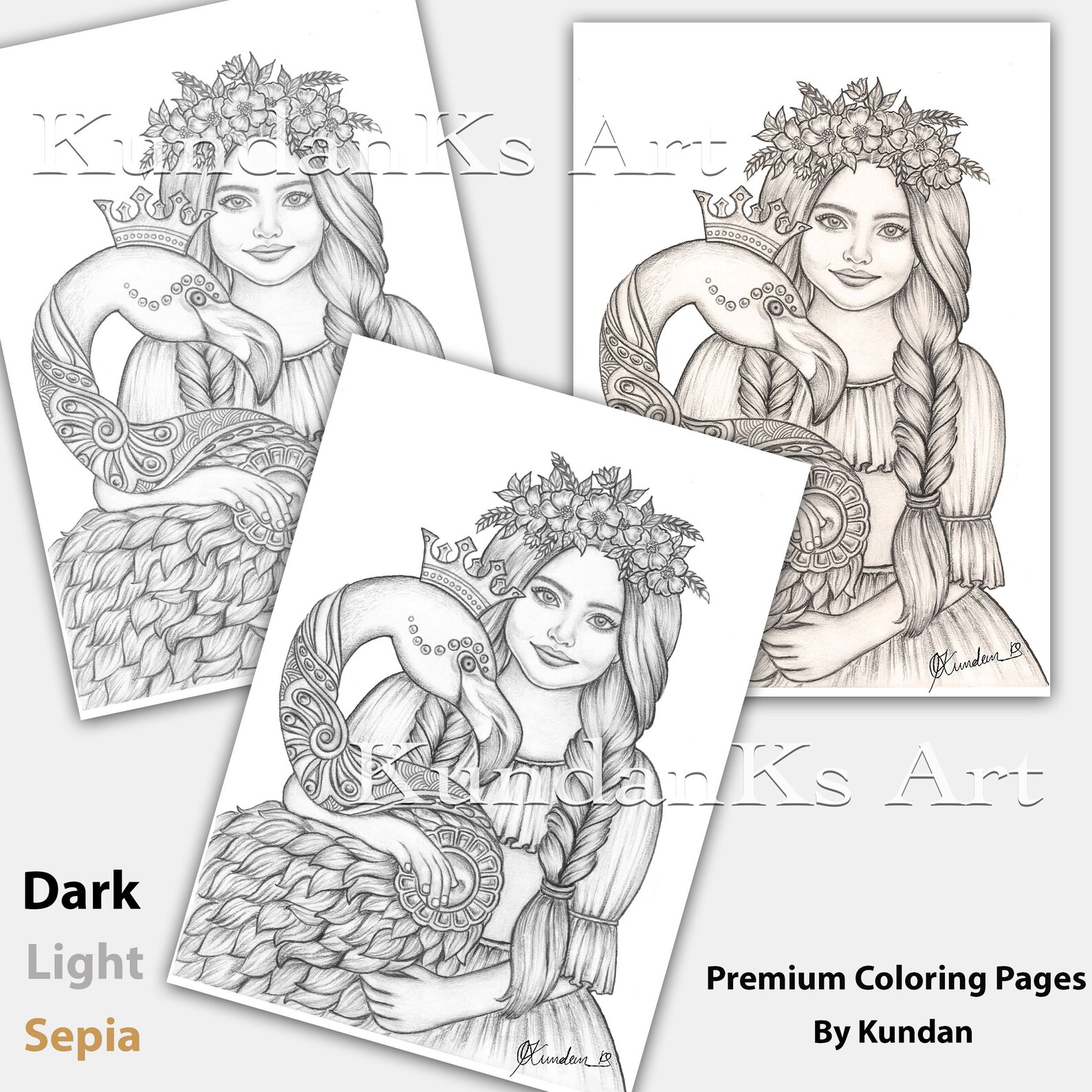 Little Fiona Premium Coloring Page for Adults and Kids | Etsy